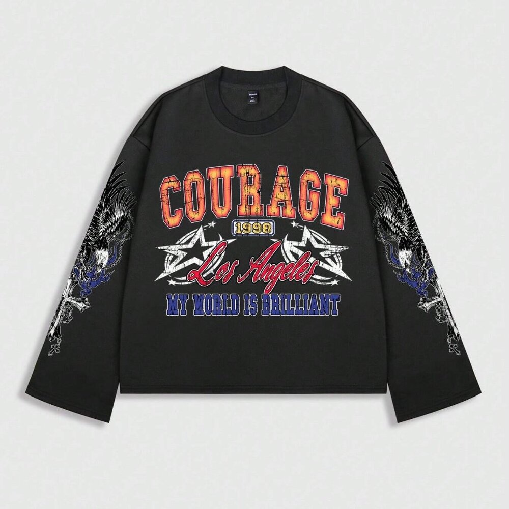 Romwe Street Life‎ Men's S Casual Graphic Print Pullover Hoodie Black, Suitable